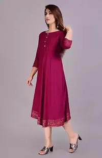 WOMENS SOLID RAYON ANARKALI KURTA-thumb3