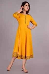 WOMENS SOLID RAYON ANARKALI KURTA-thumb1