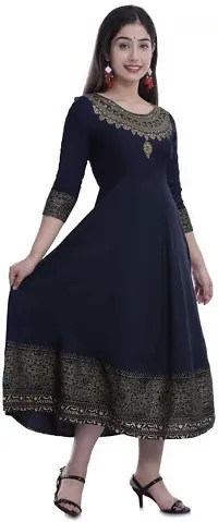 Womens Rayon Solid Anarkali kurti Haar-thumb1