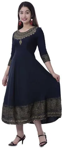 Womens Rayon Solid Anarkali kurti Haar-thumb2