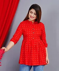 Beautiful Red Rayon Printed Kurtas For Women-thumb1