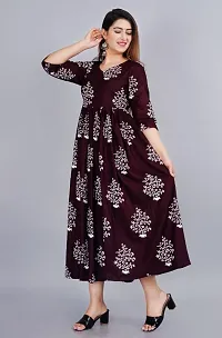 MAROON PRINTED RAYON GOWN-thumb1