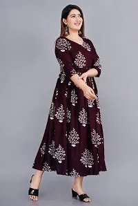 MAROON PRINTED RAYON GOWN-thumb2