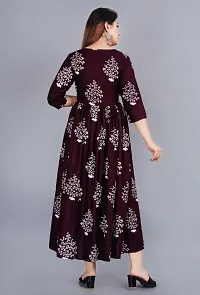 MAROON PRINTED RAYON GOWN-thumb4