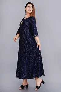 BLUE PRINTED RAYON GOWN-thumb1