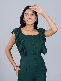 Women Solid Green Jumpsuits With Inside Pocket-thumb2