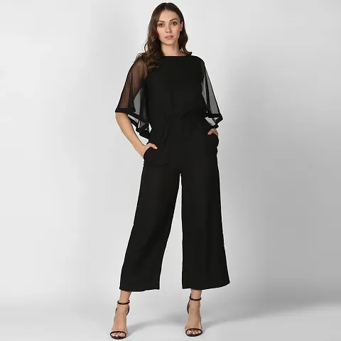 Stylish Polyester Solid Basic Jumpsuit For Women