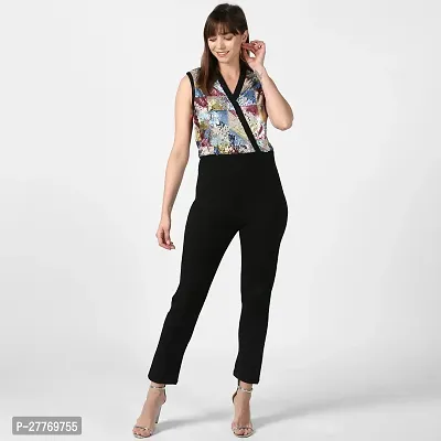 Stylish Black Polyester Embellished Basic Jumpsuit For Women