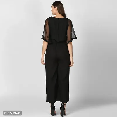 Stylish Black Polyester Solid Basic Jumpsuit For Women-thumb2