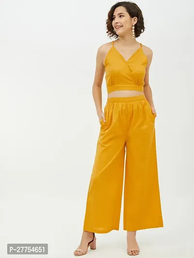 Contemporary Yellow Cotton Solid Co-Ords Set For Women-thumb0