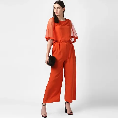 Stylish Polyester Solid Basic Jumpsuit For Women