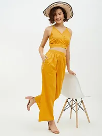 Contemporary Yellow Cotton Solid Co-Ords Set For Women-thumb2
