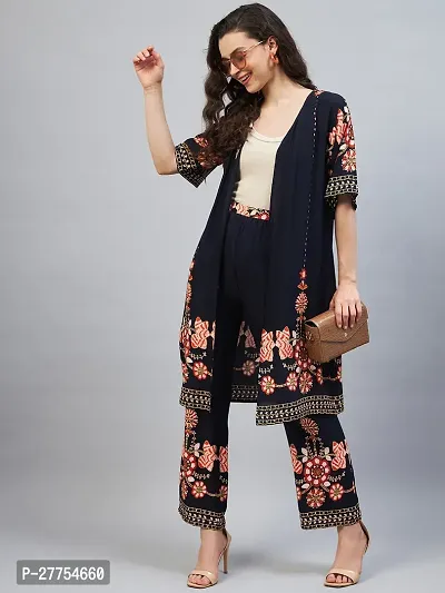 Contemporary Multicoloured Rayon Printed Co-Ords Set For Women