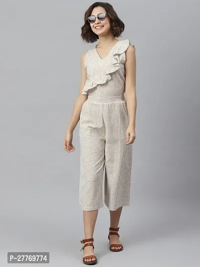 Stylish Multicoloured Cotton Striped Basic Jumpsuit For Women-thumb3
