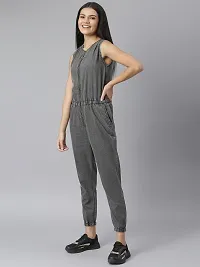 Stylish Grey Denim Solid Basic Jumpsuit For Women-thumb3