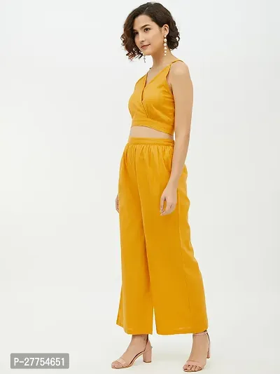 Contemporary Yellow Cotton Solid Co-Ords Set For Women-thumb5