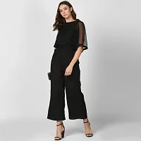 Stylish Black Polyester Solid Basic Jumpsuit For Women-thumb2