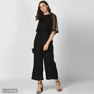 Stylish Black Polyester Solid Basic Jumpsuit For Women-thumb3