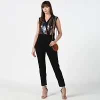 Stylish Black Polyester Embellished Basic Jumpsuit For Women-thumb1