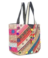 Shanvi handicraft Women's Rajasthani Jaipuri Bohemian Art Tote Bag (Multicolour, Large)-thumb2