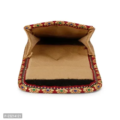 ZERATIO Bags Men  Women's Jute Eco-Friendly Warli Printed Mobile Pouch Handbag (Dark Brown)-thumb5