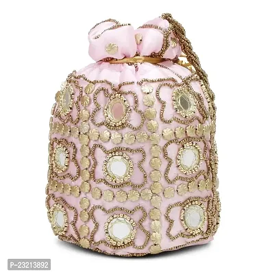 Shanvi handicraft Fantastic Potli Batwa Pouch Bag with Stone  Beads Work For Women (Pink)-thumb4