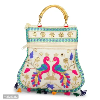 ZERATIO BAGS Women's Rajasthani Jaipuri Art Handicraft Beautifull Clutch Bag Multicolor (Multicolor)