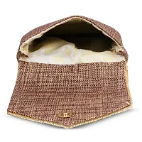 ZERATIO Bags Pearl Clutch Silk Saree Clutch Mobile Pouch Waist Clip Gift for Women  Girls (Coffee)-thumb4