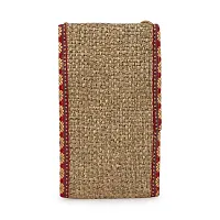 ZERATIO Bags Women's Jute Eco-Friendly Warli Printed Mobile Pouch Handbag (Golden)-thumb3
