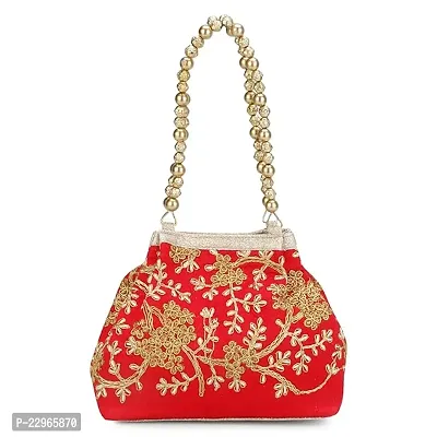 Stylish Red Silk Embellished Clutches For Women