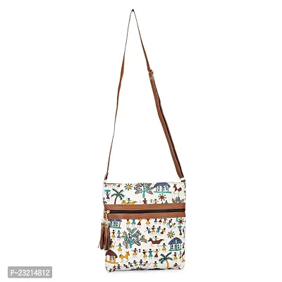 ZERATIO BAGS Women Sling Bag With Adjustable Strap Side Sling Bag Massenger (white multi print)-thumb3