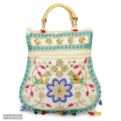 ZERATIO BAGS Women's Rajasthani Jaipuri Art Handicraft Beautifull Clutch Bag Multicolor (Multicolor 1)-thumb0