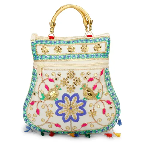 ZERATIO BAGS Women's Rajasthani Jaipuri Art Handicraft Beautifull Clutch Sling Bag Multicolor