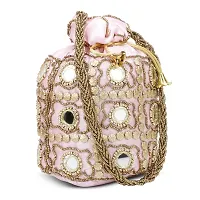 Shanvi handicraft Fantastic Potli Batwa Pouch Bag with Stone  Beads Work For Women (Pink)-thumb2