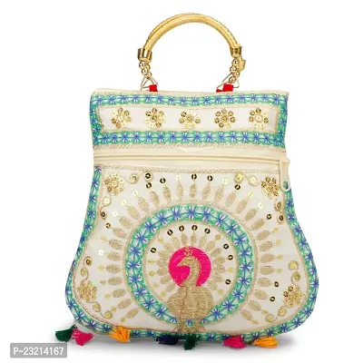 ZERATIO BAGS Women's Rajasthani Jaipuri Art Handicraft Beautifull Clutch Bag Multicolor (Multicolor 2)