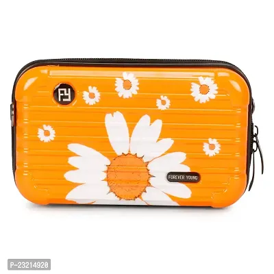 ZERATIO Bags Clutch Bag Purse For Kitty Partys, Party, Wedding For Girls  Womens Flowers Printed Box Clutch (Orange)