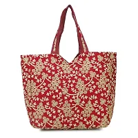 Shanvi Handicraft Women's Cotton Ethnic Vintage Handmade Medium Tote Handbag All Deign (Red)-thumb4
