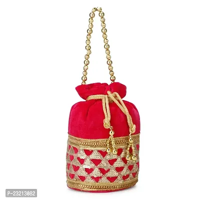 Shanvi handicraft Fantastic Velvet Potli Batwa Pouch Bag with Stone  Beads Work For Women-thumb0