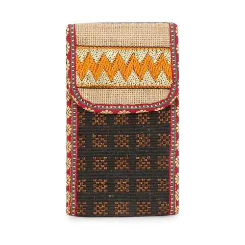 ZERATIO Bags Men & Women's Jute Eco-Friendly Warli Printed Mobile Pouch Handbag