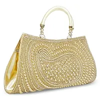 Shanvi handicraft Women's Stylish Hand Bag Clutch Golden-thumb1
