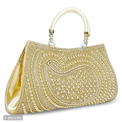 Shanvi handicraft Women's Stylish Hand Bag Clutch Golden-thumb2