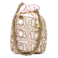 Shanvi handicraft Fantastic Potli Batwa Pouch Bag with Stone  Beads Work For Women (Pink)-thumb1