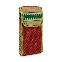 ZERATIO Bags Women's Jute Eco-Friendly Warli Printed Mobile Pouch Handbag (Red)-thumb1