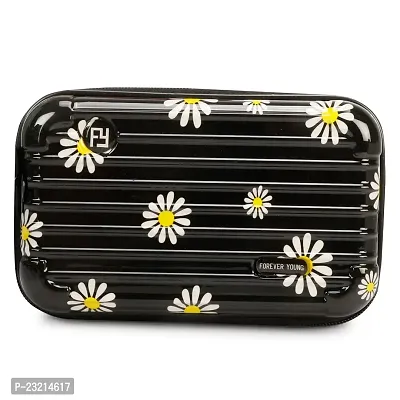 ZERATIO Bags Clutch Bag Purse For Kitty Partys, Party, Wedding For Girls  Womens Flowers Printed Box Clutch (Black)