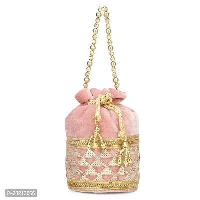 Shanvi handicraft Potli Designer Bag Pearl Handle and Tassel Ethnic Purse Women?s Girls's Handbag for Party-thumb0