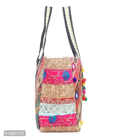 Shanvi handicraft Women's Rajasthani Jaipuri Bohemian Art Tote Bag (Multicolour, Large)-thumb5