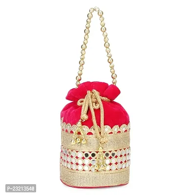Shanvi handicraft Potli Designer Polti Bag Pearl Handle and Tassel Ethnic Purse Women?s/Girls's Handbag for Party, Casual, Brid-thumb0