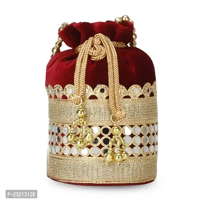 Shanvi handicraft Fantastic Velvet Potli Batwa Pouch Bag with Stone  Beads Work For Women 01