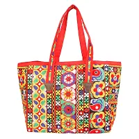 ZERATIO BAGS Rajasthani Art Tote Jaipuri Hand Bag And Shoping Bag (Multi Black)-thumb1