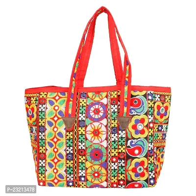 ZERATIO BAGS Rajasthani Art Tote Jaipuri Hand Bag And Shoping Bag (Multi Black)-thumb2